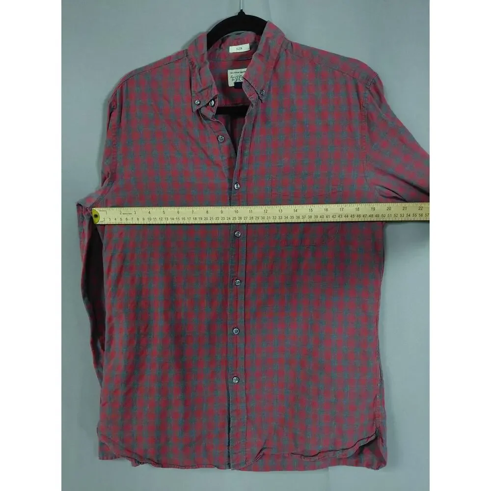 J.Crew Red Plaid Button-Up Shirt Men Size M